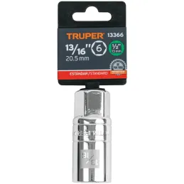 Dados para Bujia 13/16" E1/2 Tubulares Hexagonales, Truper 13366 Truper-Dados para Bujia 13/16" E1/2 Tubulares Hexagonales, Trup