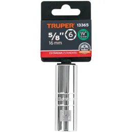 Dados para Bujia 5/8" E1/2 Tubulares Hexagonales Truper 13365 Truper-Dados para Bujia 5/8" E1/2 Tubulares Hexagonales Truper 133