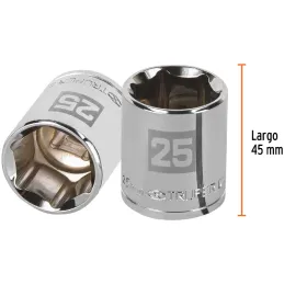 Dados 25mm E1/2 Hexagonales CrVanadio, Truper 13275 Truper-Dados 25mm E1/2 Hexagonales CrVanadio, Truper 13275 Fabricado en acer