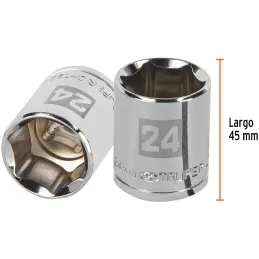 Dados 24mm E1/2 Hexagonales CrVanadio, Truper 13274 Truper-Dados 24mm E1/2 Hexagonales CrVanadio, Truper 13274 Fabricado en acer