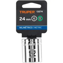 Dados 24mm E1/2 Hexagonales CrVanadio, Truper 13274 Truper-Dados 24mm E1/2 Hexagonales CrVanadio, Truper 13274 Fabricado en acer