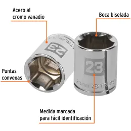 Dados 23mm E1/2 Hexagonales CrVanadio, Truper 13273 Truper-Dados 23mm E1/2 Hexagonales CrVanadio, Truper 13273 Fabricado en acer