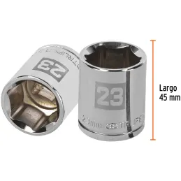 Dados 23mm E1/2 Hexagonales CrVanadio, Truper 13273 Truper-Dados 23mm E1/2 Hexagonales CrVanadio, Truper 13273 Fabricado en acer