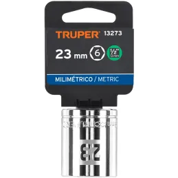 Dados 23mm E1/2 Hexagonales CrVanadio, Truper 13273 Truper-Dados 23mm E1/2 Hexagonales CrVanadio, Truper 13273 Fabricado en acer