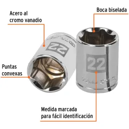 Dados 22mm E1/2 Hexagonales CrVanadio, Truper 13272 Truper-Dados 22mm E1/2 Hexagonales CrVanadio, Truper 13272 Fabricado en acer