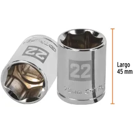 Dados 22mm E1/2 Hexagonales CrVanadio, Truper 13272 Truper-Dados 22mm E1/2 Hexagonales CrVanadio, Truper 13272 Fabricado en acer