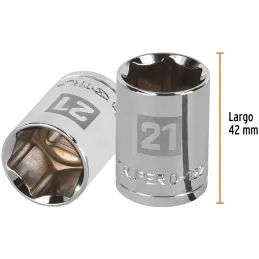 Dados 21mm E1/2 Hexagonales CrVanadio, Truper 13271 Truper-Dados 21mm E1/2 Hexagonales CrVanadio, Truper 13271 Fabricado en acer