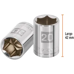 Dados 20mm E1/2 Hexagonales CrVanadio, Truper 13270 Truper-Dados 20mm E1/2 Hexagonales CrVanadio, Truper 13270 Fabricado en acer