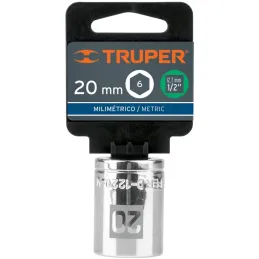 Dados 20mm E1/2 Hexagonales CrVanadio, Truper 13270 Truper-Dados 20mm E1/2 Hexagonales CrVanadio, Truper 13270 Fabricado en acer