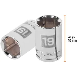 Dados 19mm E1/2 Hexagonales CrVanadio, Truper 13269 Truper-Dados 19mm E1/2 Hexagonales CrVanadio, Truper 13269 Fabricado en acer