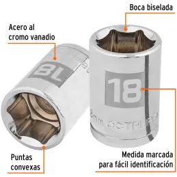 Dados 18mm E1/2 Hexagonales CrVanadio, Truper 13268 Truper-Dados 18mm E1/2 Hexagonales CrVanadio, Truper 13268 Fabricado en acer