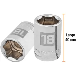 Dados 18mm E1/2 Hexagonales CrVanadio, Truper 13268 Truper-Dados 18mm E1/2 Hexagonales CrVanadio, Truper 13268 Fabricado en acer