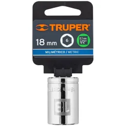 Dados 18mm E1/2 Hexagonales CrVanadio, Truper 13268 Truper-Dados 18mm E1/2 Hexagonales CrVanadio, Truper 13268 Fabricado en acer