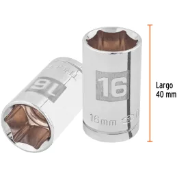 Dados 16mm E1/2 Hexagonales CrVanadio, Truper 13266 Truper-Dados 16mm E1/2 Hexagonales CrVanadio, Truper 13266 Fabricado en acer