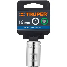 Dados 16mm E1/2 Hexagonales CrVanadio, Truper 13266 Truper-Dados 16mm E1/2 Hexagonales CrVanadio, Truper 13266 Fabricado en acer