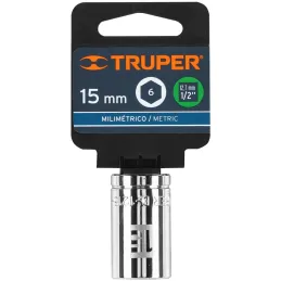 Dados 15mm E1/2 Hexagonales CrVanadio, Truper 13265 Truper-Dados 15mm E1/2 Hexagonales CrVanadio, Truper 13265 Fabricado en acer