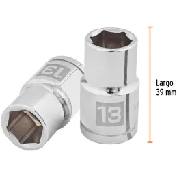 Dados 13mm E1/2 Hexagonales CrVanadio, Truper 13263 Truper-Dados 13mm E1/2 Hexagonales CrVanadio, Truper 13263 Fabricado en acer