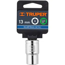 Dados 13mm E1/2 Hexagonales CrVanadio, Truper 13263 Truper-Dados 13mm E1/2 Hexagonales CrVanadio, Truper 13263 Fabricado en acer