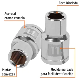 Dados 11mm E1/2 Hexagonales CrVanadio, Truper 13261 Truper-Dados 11mm E1/2 Hexagonales CrVanadio, Truper 13261 Fabricado en acer