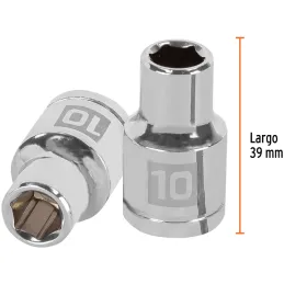 Dados 10mm E1/2 Hexagonales CrVanadio, Truper 13260 Truper-Dados 10mm E1/2 Hexagonales CrVanadio, Truper 13260 Fabricado en acer