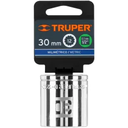 Dados 30mm E1/2 Poligonales CrVanadio, Truper 13544 Truper-Dados 30mm E1/2 Poligonales CrVanadio, Truper 13544 Fabricado en acer