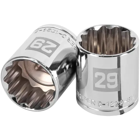Dados 29mm E1/2 Poligonales CrVanadio, Truper 13543 Truper-Dados 29mm E1/2 Poligonales CrVanadio, Truper 13543 Fabricado en acer