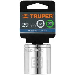 Dados 29mm E1/2 Poligonales CrVanadio, Truper 13543 Truper-Dados 29mm E1/2 Poligonales CrVanadio, Truper 13543 Fabricado en acer