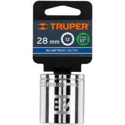 Dados 28mm E1/2 Poligonales CrVanadio, Truper 13542 Truper-Dados 28mm E1/2 Poligonales CrVanadio, Truper 13542 Fabricado en acer