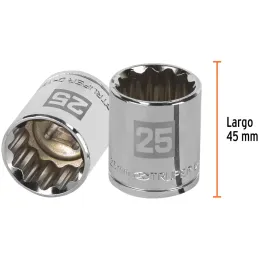 Dados 25mm E1/2 Poligonales CrVanadio, Truper 13539 Truper-Dados 25mm E1/2 Poligonales CrVanadio, Truper 13539 Fabricado en acer