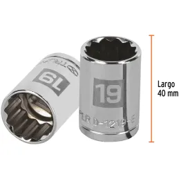 Dados 19mm E1/2 Poligonales CrVanadio, Truper 13533 Truper-Dados 19mm E1/2 Poligonales CrVanadio, Truper 13533 Fabricado en acer