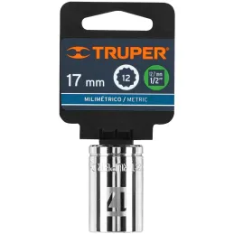 Dados 17mm E1/2 Poligonales CrVanadio, Truper 13531 Truper-Dados 17mm E1/2 Poligonales CrVanadio, Truper 13531 Fabricado en acer