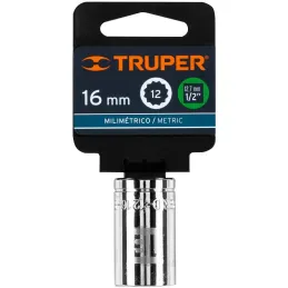 Dados 16mm E1/2 Poligonales CrVanadio, Truper 13530 Truper-Dados 16mm E1/2 Poligonales CrVanadio, Truper 13530 Fabricado en acer