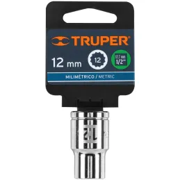 Dados 12mm E1/2 Poligonales CrVanadio, Truper 13526 Truper-Dados 12mm E1/2 Poligonales CrVanadio, Truper 13526 Fabricado en acer