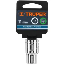 Dados 11mm E1/2 Poligonales CrVanadio, Truper 13525 Truper-Dados 11mm E1/2 Poligonales CrVanadio, Truper 13525 Fabricado en acer
