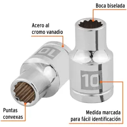 Dados 10mm E1/2 Poligonales CrVanadio, Truper 13524 Truper-Dados 10mm E1/2 Poligonales CrVanadio, Truper 13524 Fabricado en acer