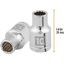 Dados 10mm E1/2 Poligonales CrVanadio, Truper 13524 Truper-Dados 10mm E1/2 Poligonales CrVanadio, Truper 13524 Fabricado en acer