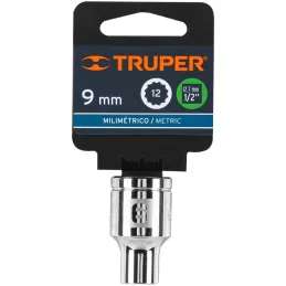Dados 9mm E1/2 Poligonales CrVanadio, Truper 13523 Truper-Dados 9mm E1/2 Poligonales CrVanadio, Truper 13523 Fabricado en acero 