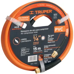 Mangueras para compresor de Alta Presion de PVC 1/4" Conector Movil 15 m, MAN-PI-15-1/4 19015 Truper Truper-Mangueras para compr
