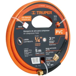 Mangueras para compresor de Alta Presion de PVC 1/4" Conector Movil 5 m, MAN-PI-5-1/4 19013 Truper Truper-Mangueras para compres