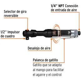Ratchet Matraca Neumatica 1/2", Carcasa de Aluminio pulido, TPN-886H-2 11189 Truper Truper-Ratchet Matraca Neumatica 1/2", Carca