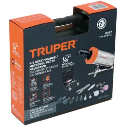 Kit Mini Rectificadora 1/4 con estuche de Plastico, Carcasa de Aluminio pulido, TPN-876K-2 16887 Truper Truper-Kit Mini Rectific