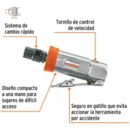 Mini Rectificadora 1/4", Carcasa de Aluminio pulido, TPN-876-2 11188 Truper Truper-Mini Rectificadora 1/4", Carcasa de Aluminio 