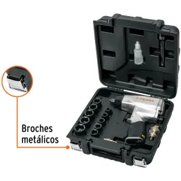 Kit Llave Neumatica Pistola de Impacto de 1/2" con estuche de plastico y dados, TPN-731EK 19372 Truper Truper-Kit Llave Neumatic