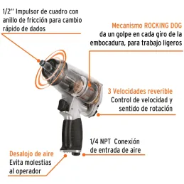 Kit Llave Neumatica Pistola de Impacto de 1/2" con estuche de plastico y dados, TPN-731EK 19372 Truper Truper-Kit Llave Neumatic
