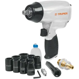 Kit Llave Neumatica Pistola de Impacto de 1/2" con estuche de plastico y dados, TPN-731EK 19372 Truper Truper-Kit Llave Neumatic