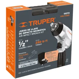 Kit Llave Neumatica Pistola de Impacto de 1/2" con estuche de plastico y dados, TPN-731EK 19372 Truper Truper-Kit Llave Neumatic