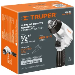Llave Neumatica Pistola de Impacto 1/2", Carcasa de Aluminio Pulido, TPN-731-EX 18242 Truper Truper-Llave Neumatica Pistola de I