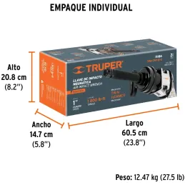 Llave Neumatica Pistola de Impacto 1" Industrial, Carcasa de Aluminio Pulido, TPN-797-6-2 11186 Truper Truper-Llave Neumatica Pi