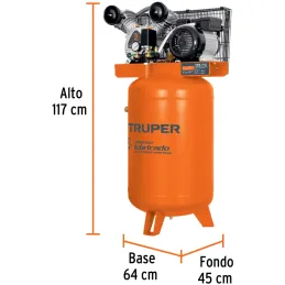 Compresoras de Aire de 4HP 120 Litros Vertical, Uso Ininterrumpido Arranque Automatico, Truper COMP-120LVC 102131 Truper-Compres