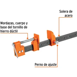Prensa Sargentas con Solera Apertura 36" Largo 44", Hierro nodular Solera de acero, S3 17736 Truper Truper-Prensa Sargentas con 